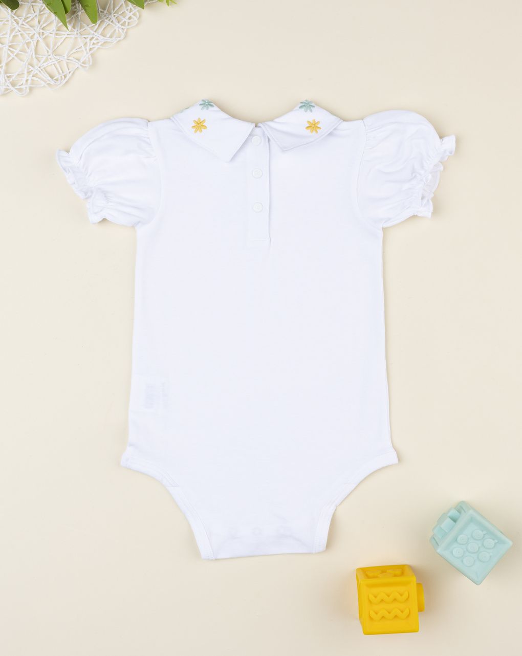 Body bimba bianco colletto ricamato