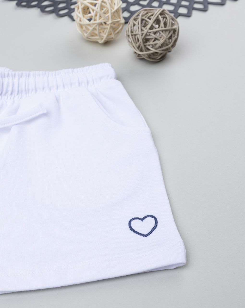 Shorts bimba bianco cuore