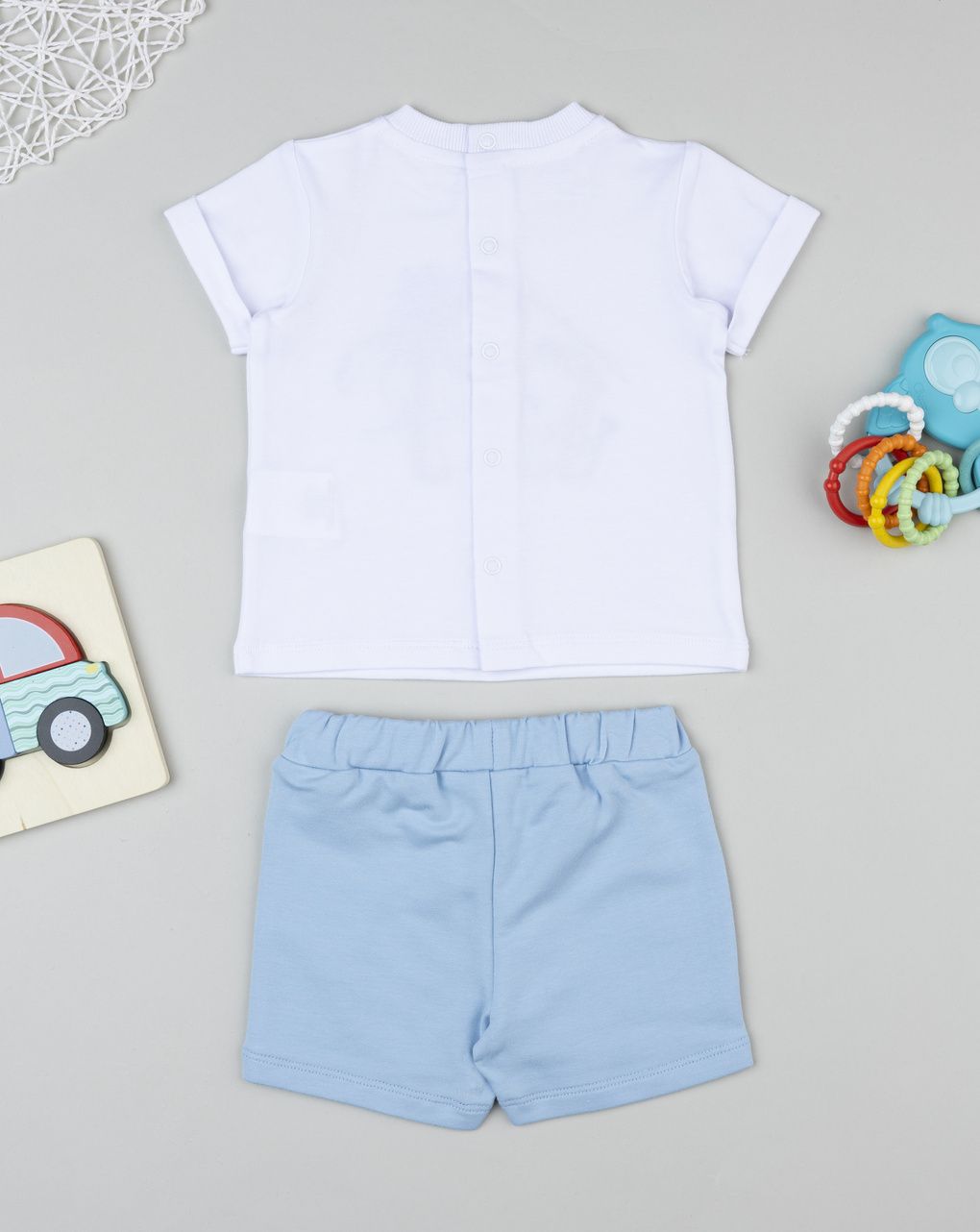 Completo bianco e blu bimbo scimmietta