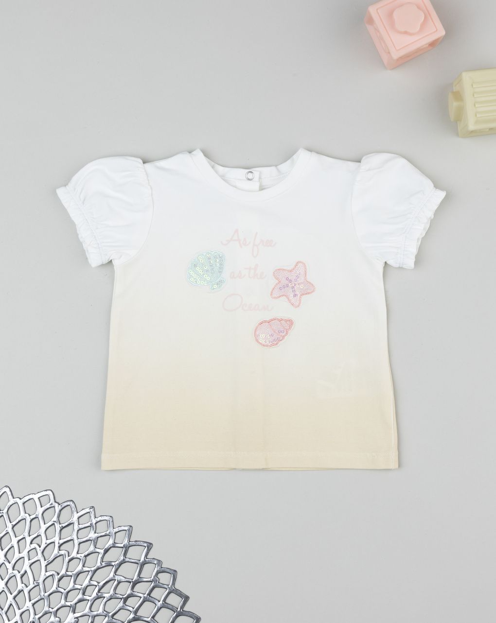 T-shirt bimba gialla sfumata mare