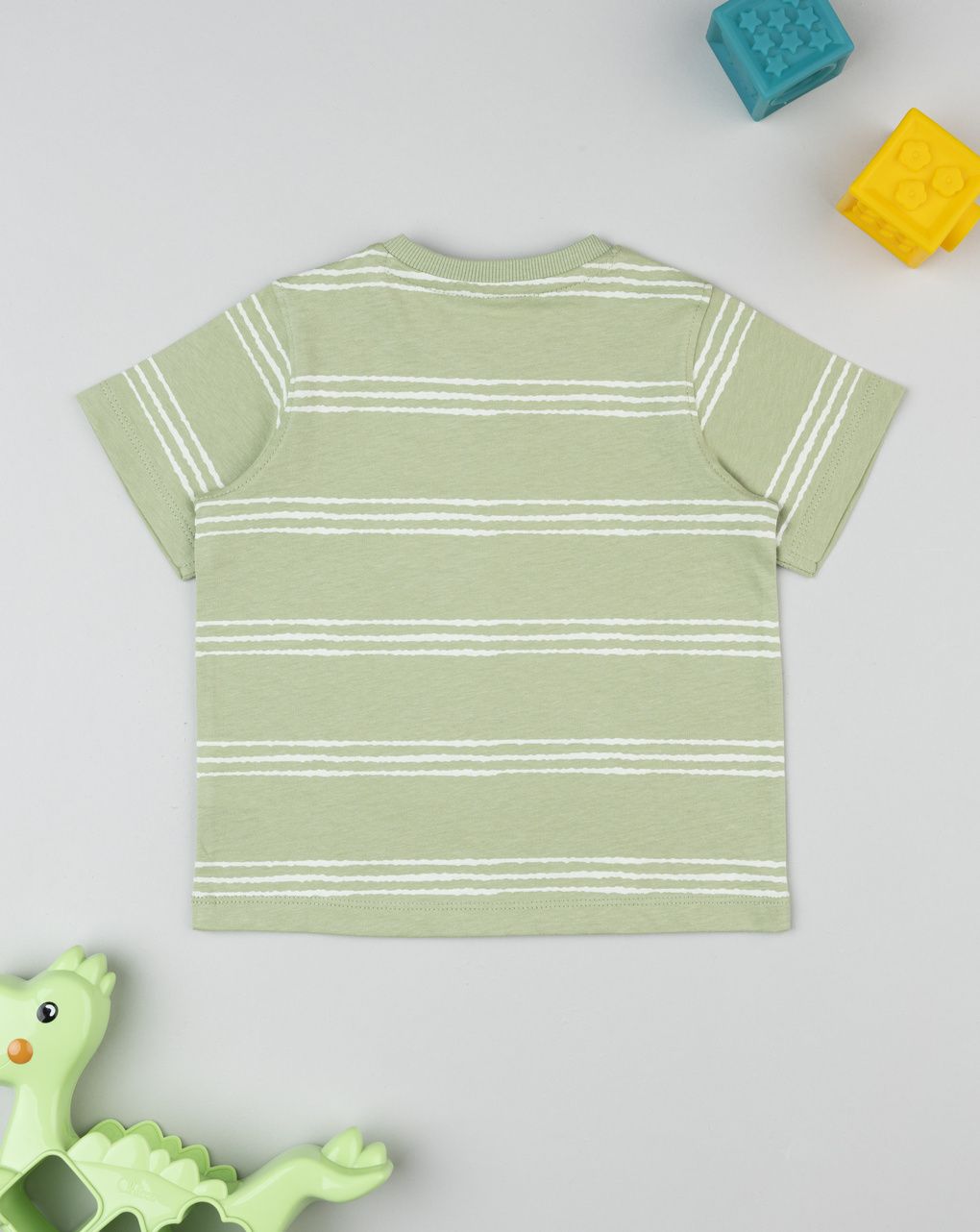 T-shirt verde rigata "good wave"