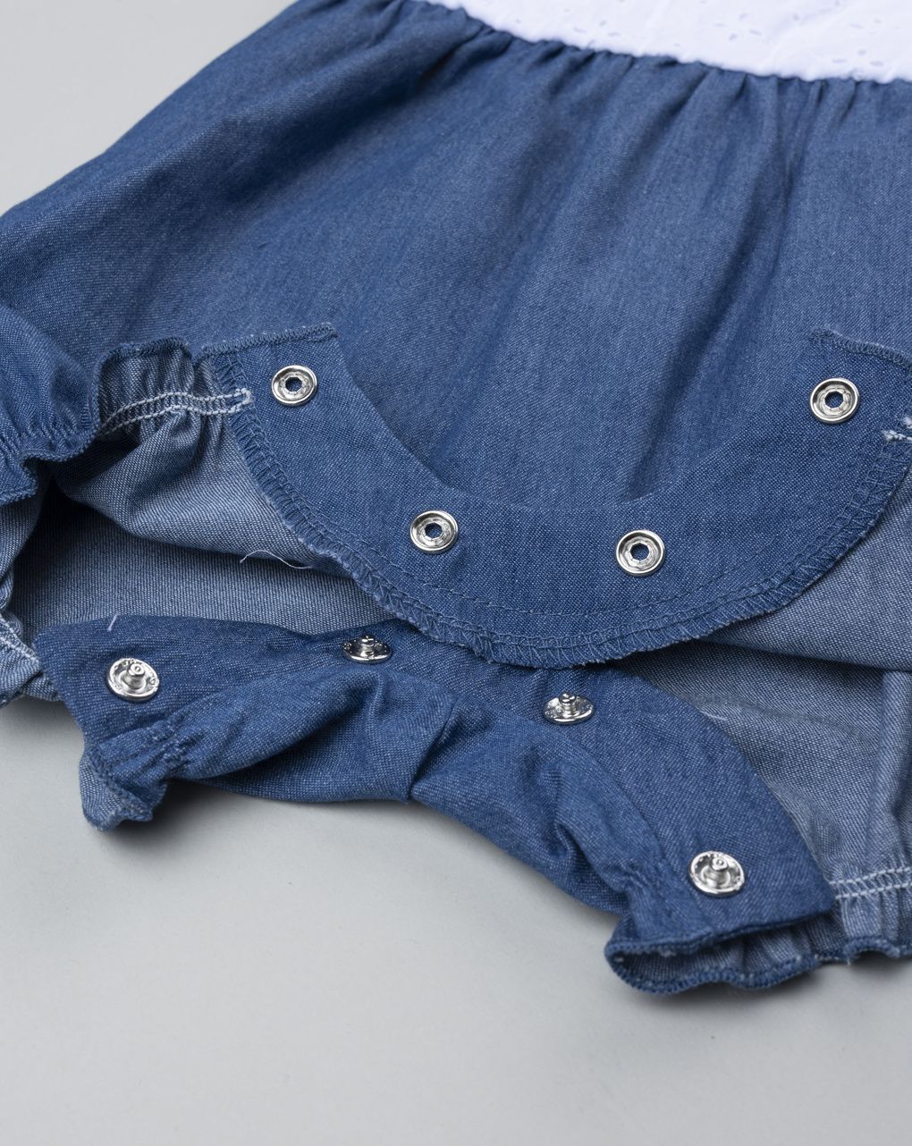 Pagliaccetto bimba blu/bianco denim