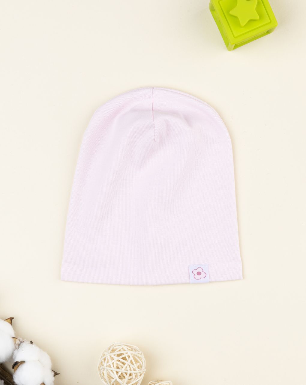 Berretto bambina rosa patch fiore