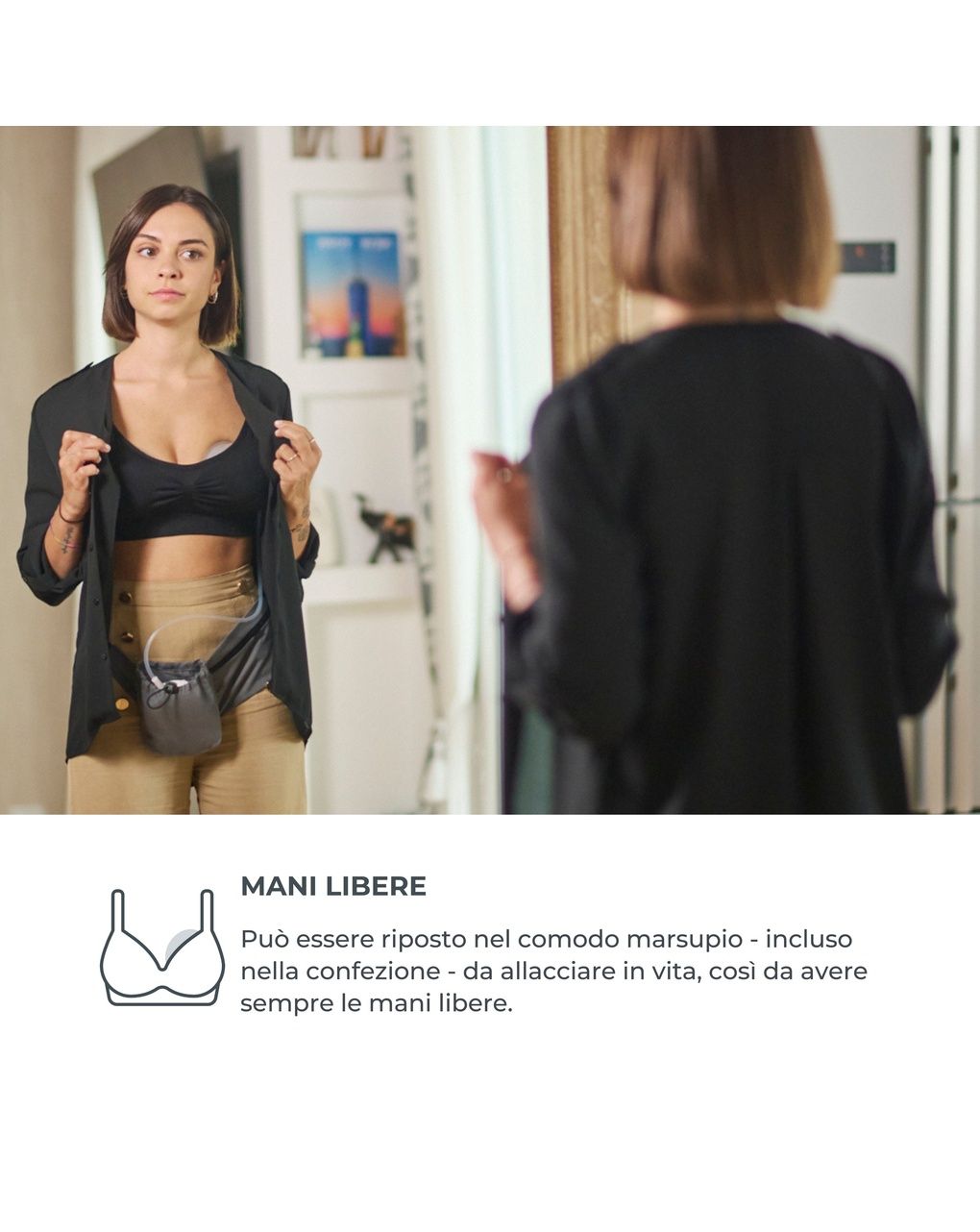 Tiralatte elettrico singolo a mani libere a 3 fasi materno smart wear - 1287cw - nuvita