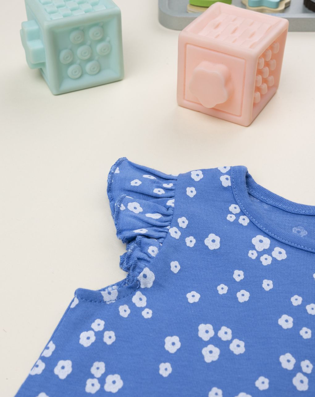 Abito blu bambina fiorellini allover