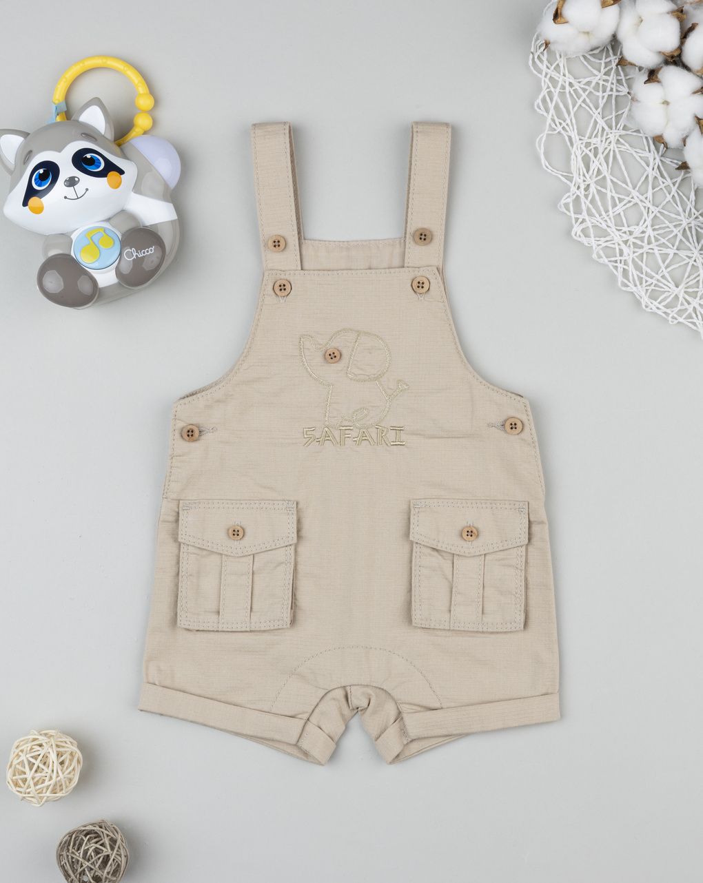 Salopette bimbo beige con tasche