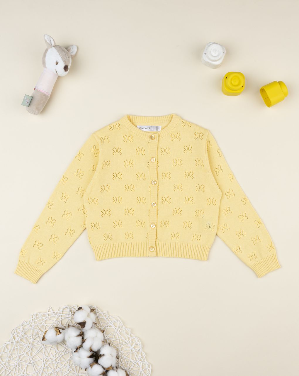 Cardigan giallo bambina traforato