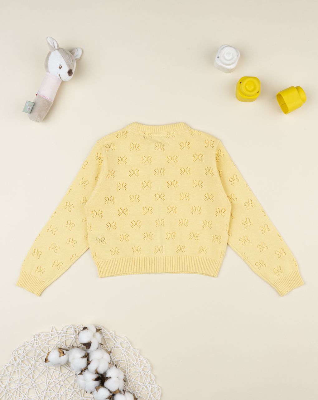 Cardigan giallo bambina traforato