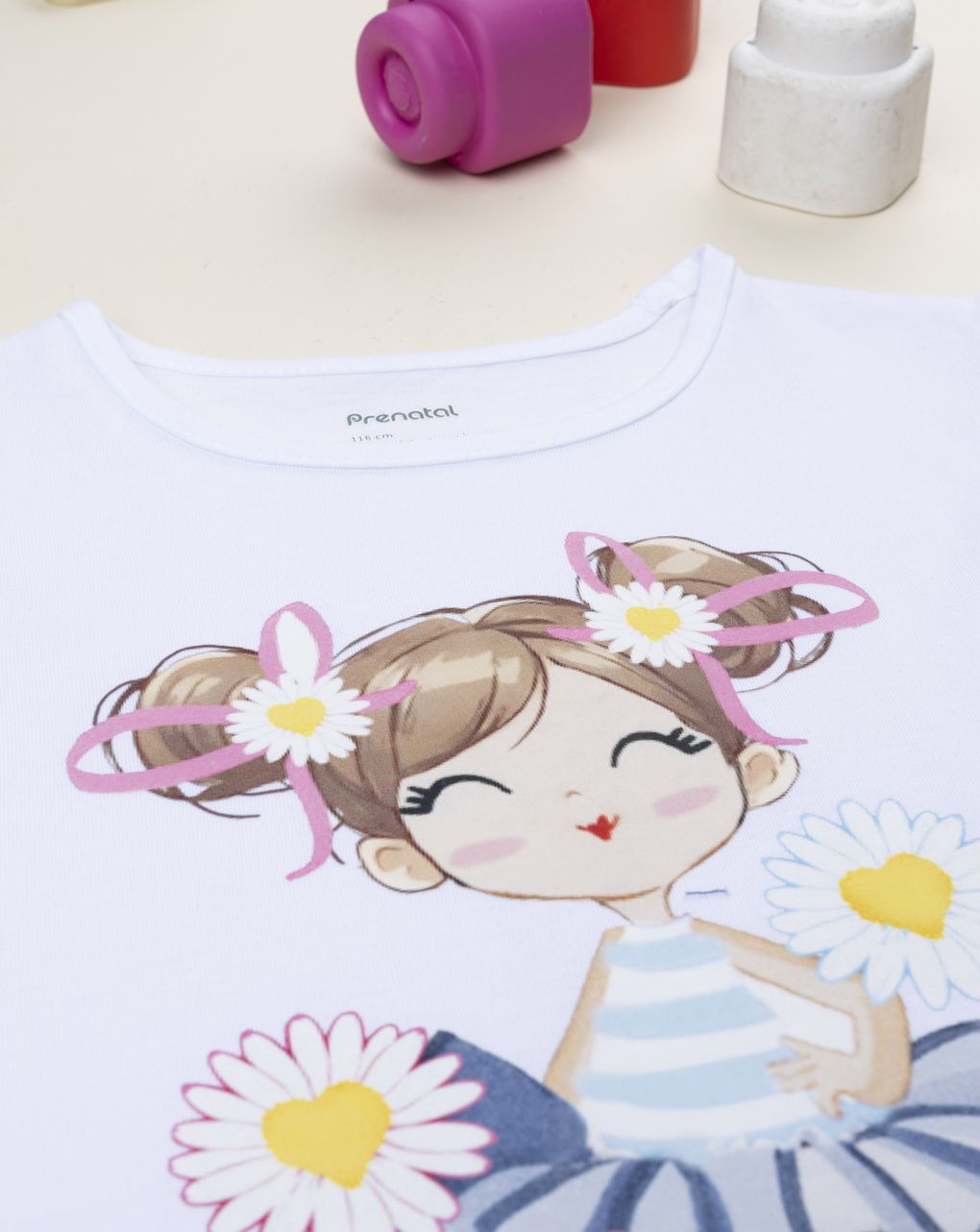 T-shirt bimba bianca stampata
