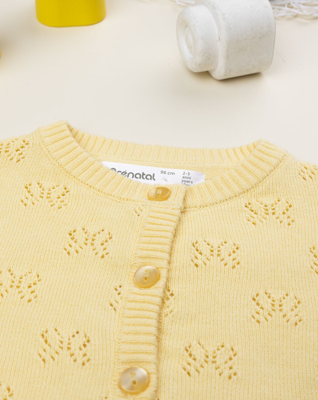Cardigan giallo bambina traforato