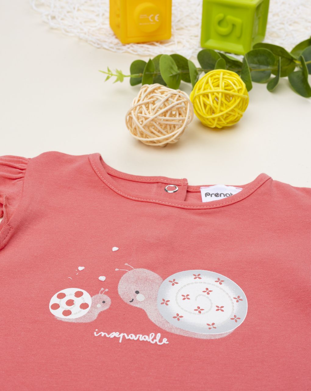 T-shirt corallo bimba lumachine