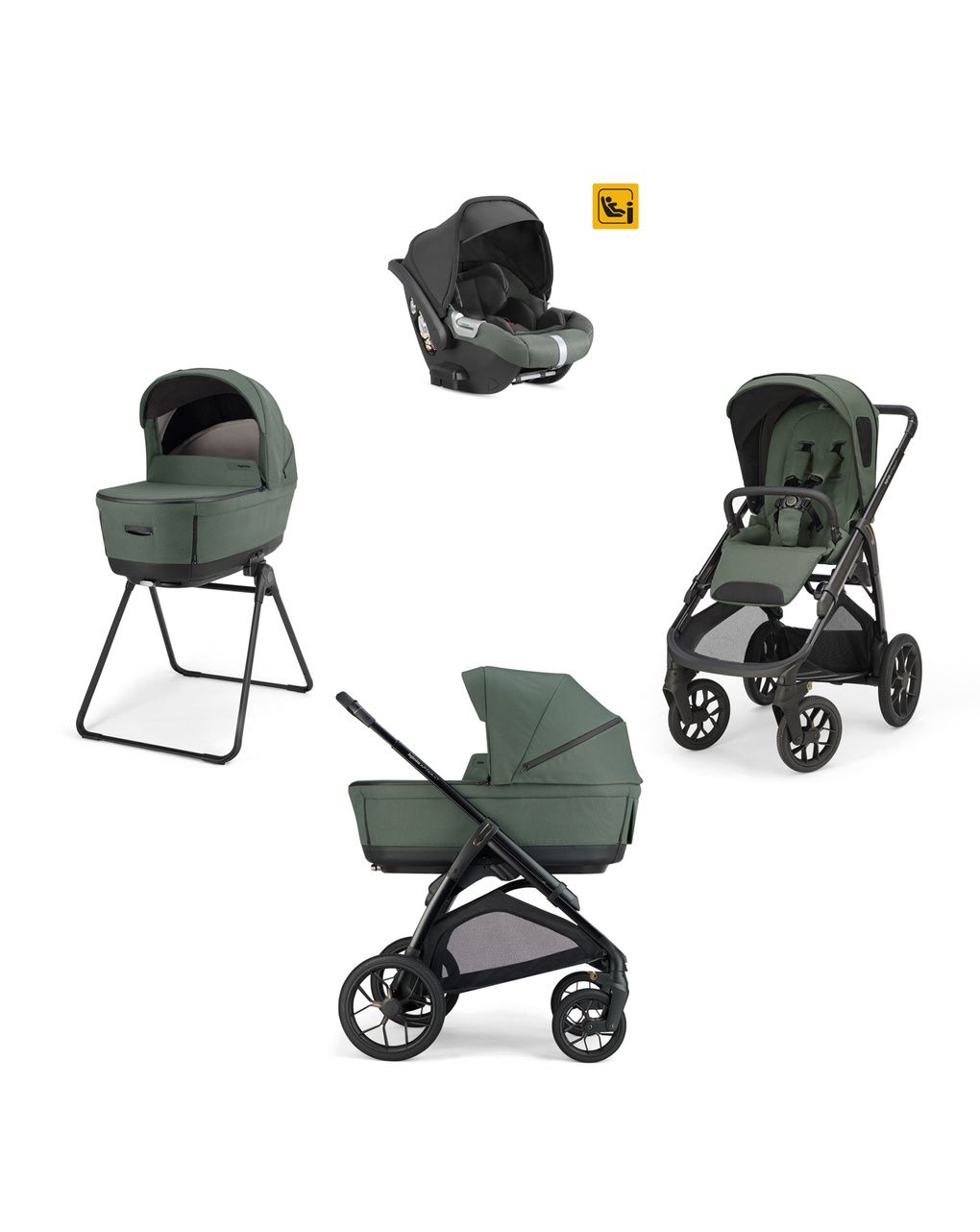 Aptica xt system quattro - taiga green con telaio black e seggiolino auto darwin infant - inglesina