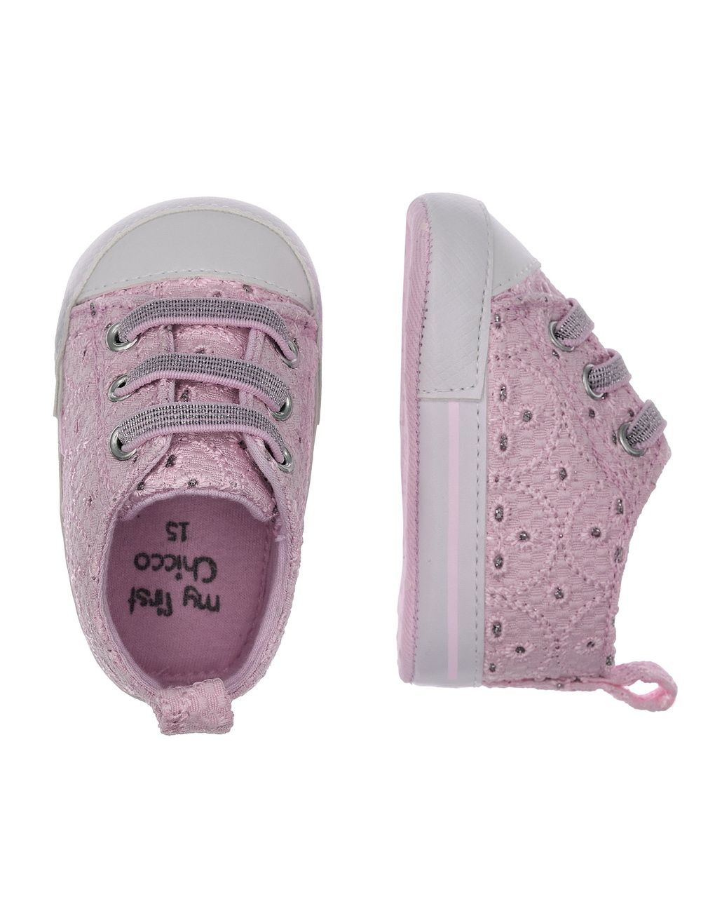 Sneaker neonato con stringhe elasticizzate