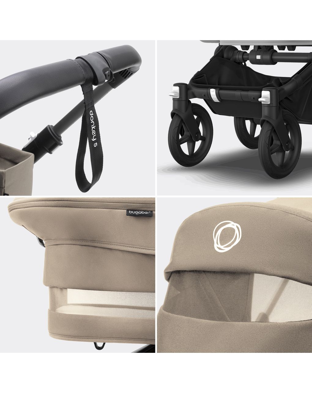 Duo donkey 5 mono navicella + passeggino in black/desert taupe - desert taupe - bugaboo