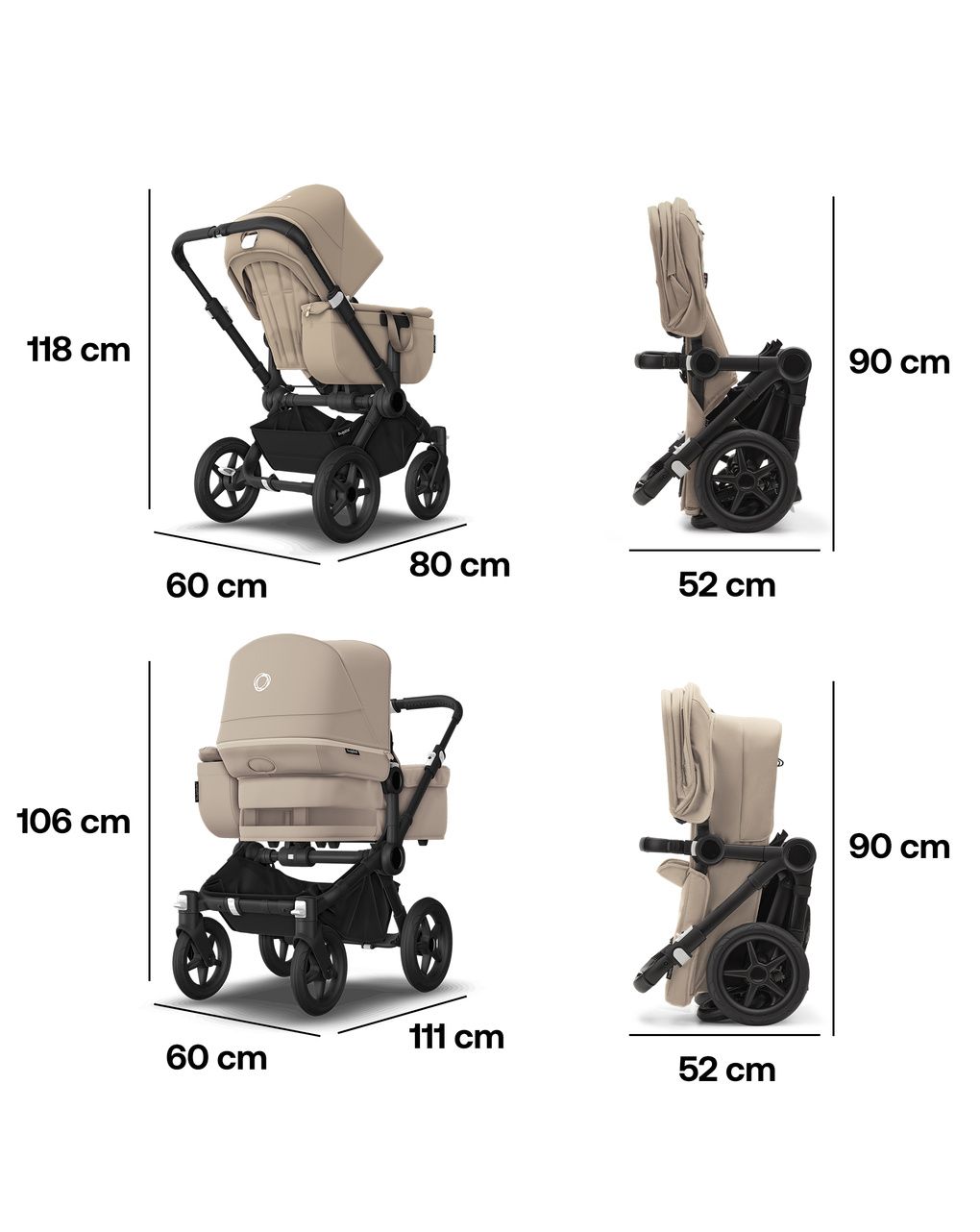 Duo donkey 5 mono navicella + passeggino in black/desert taupe - desert taupe - bugaboo
