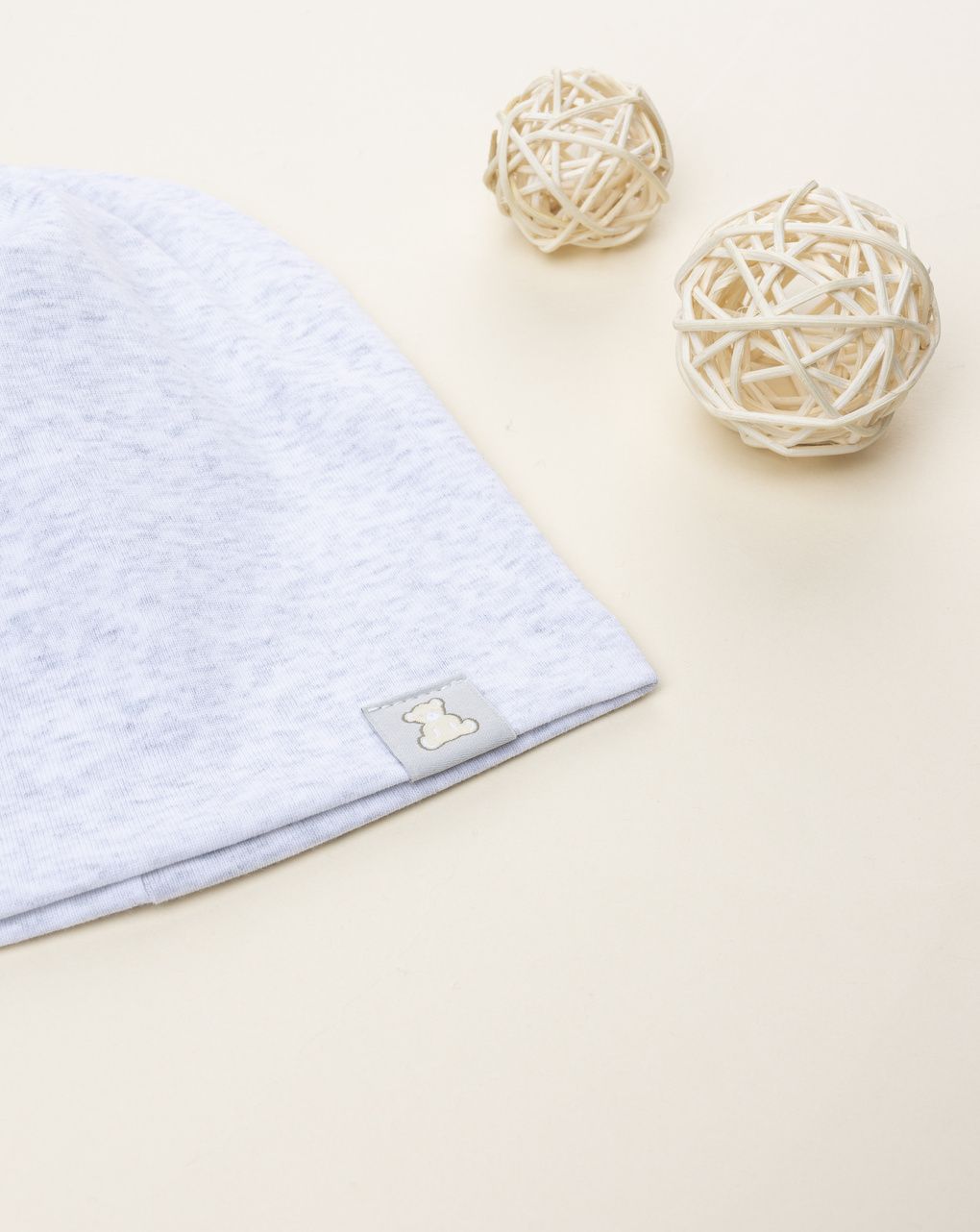 Berretto bambino grigio patch orso