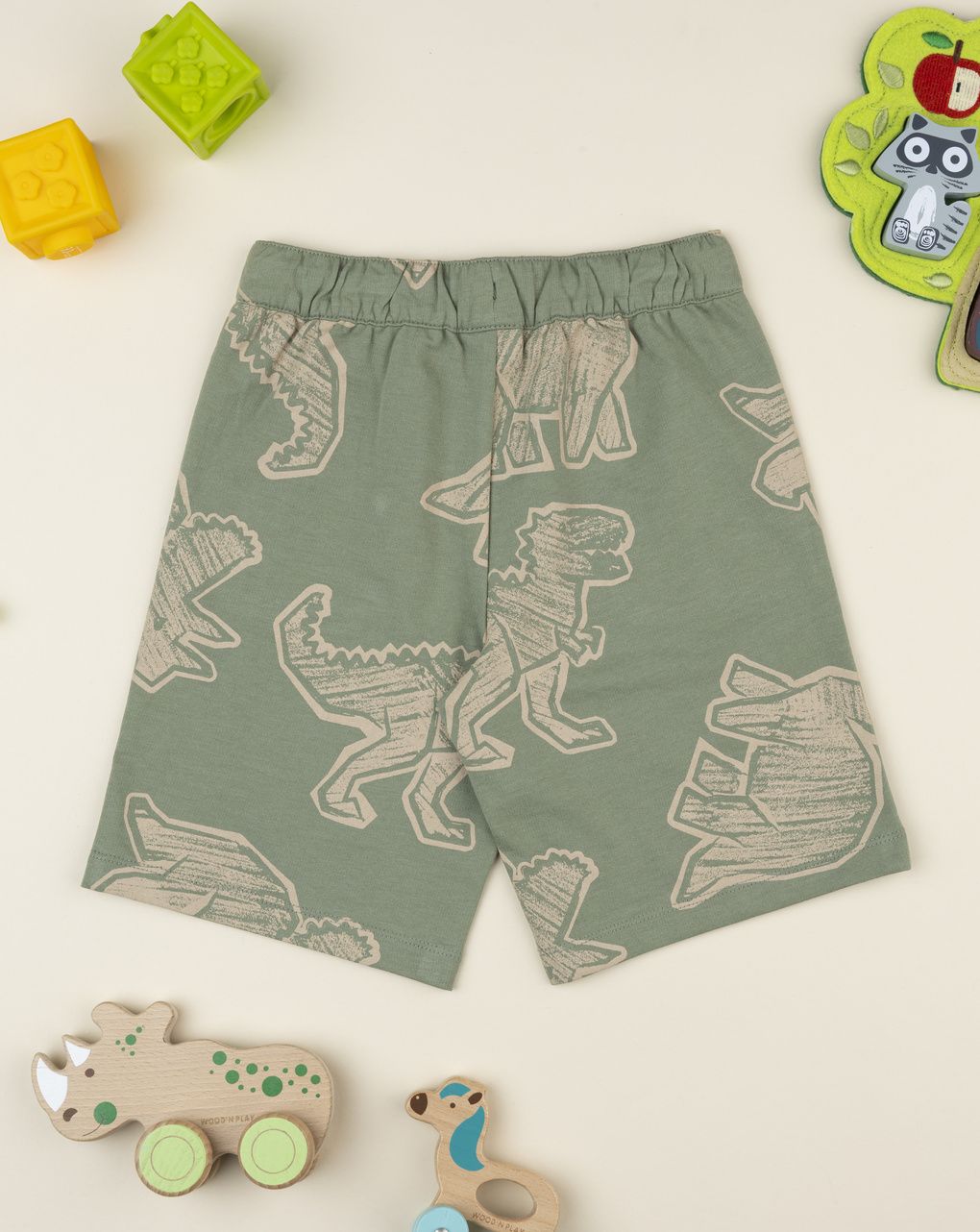 Shorts bimbo verdi stampa dinosauri