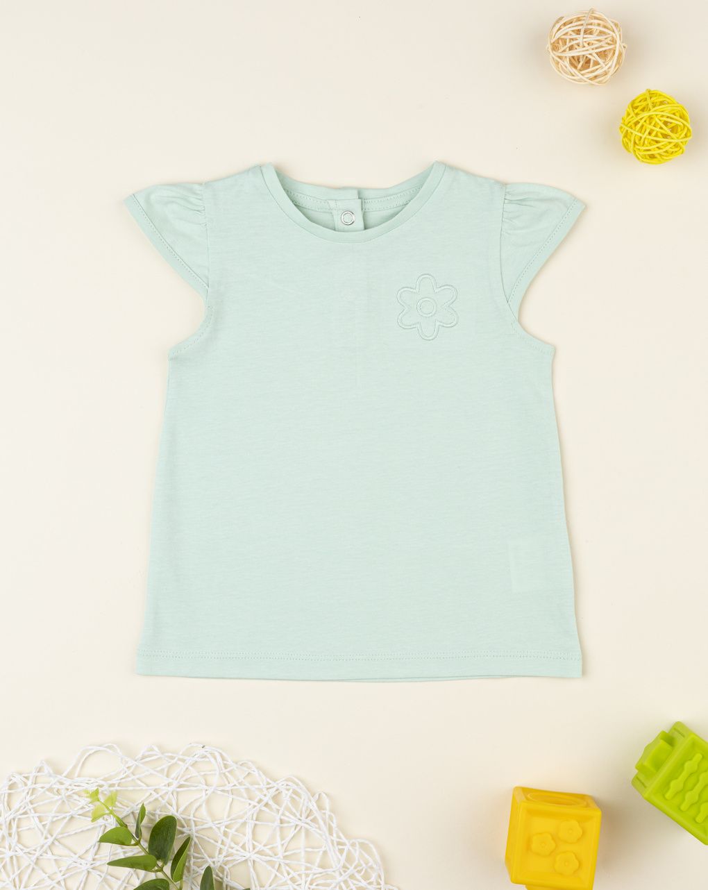 T-shirt bimba verde maniche ad aletta