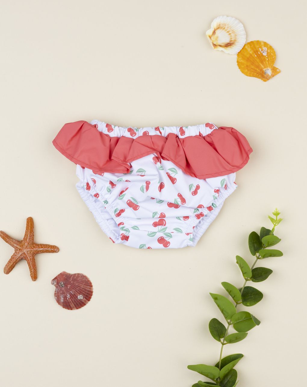 Costume slip bimba rosso/bianco rouches