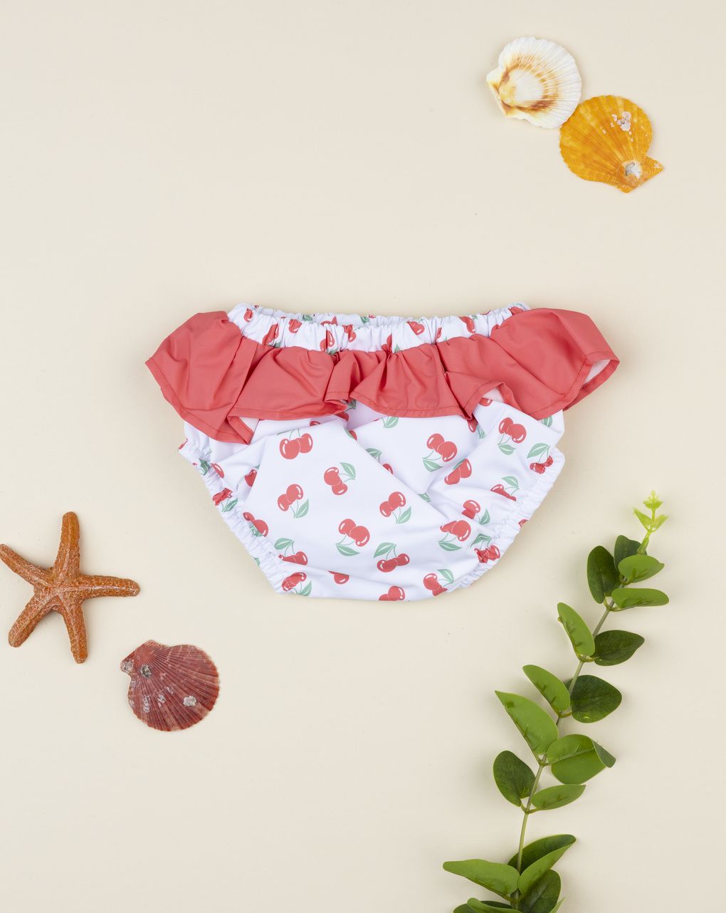 Costume slip bimba rosso/bianco rouches