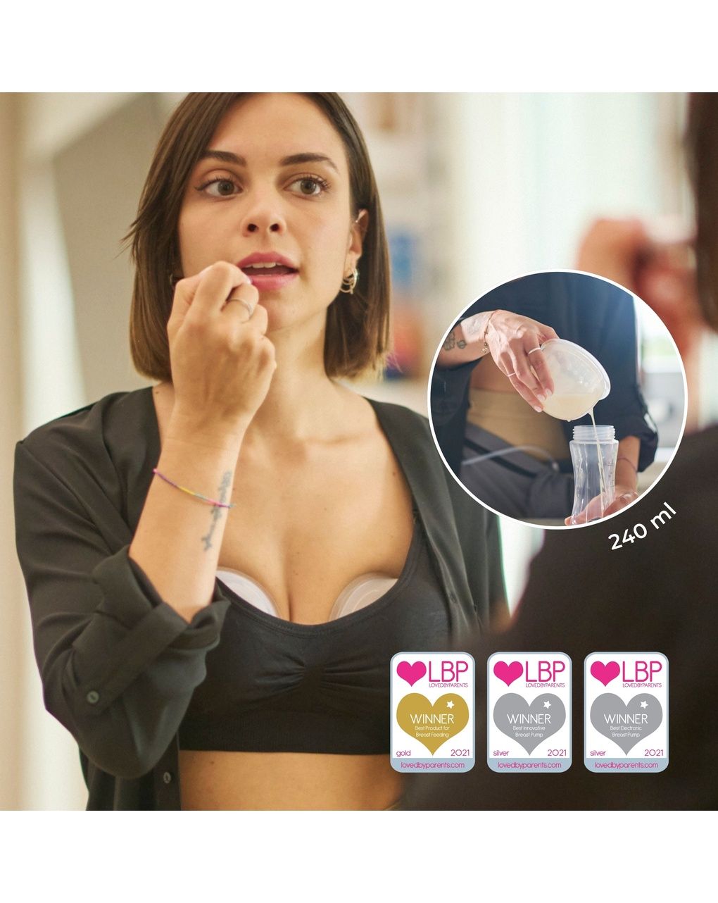 Tiralatte elettrico singolo a mani libere a 3 fasi materno smart wear - 1287cw - nuvita