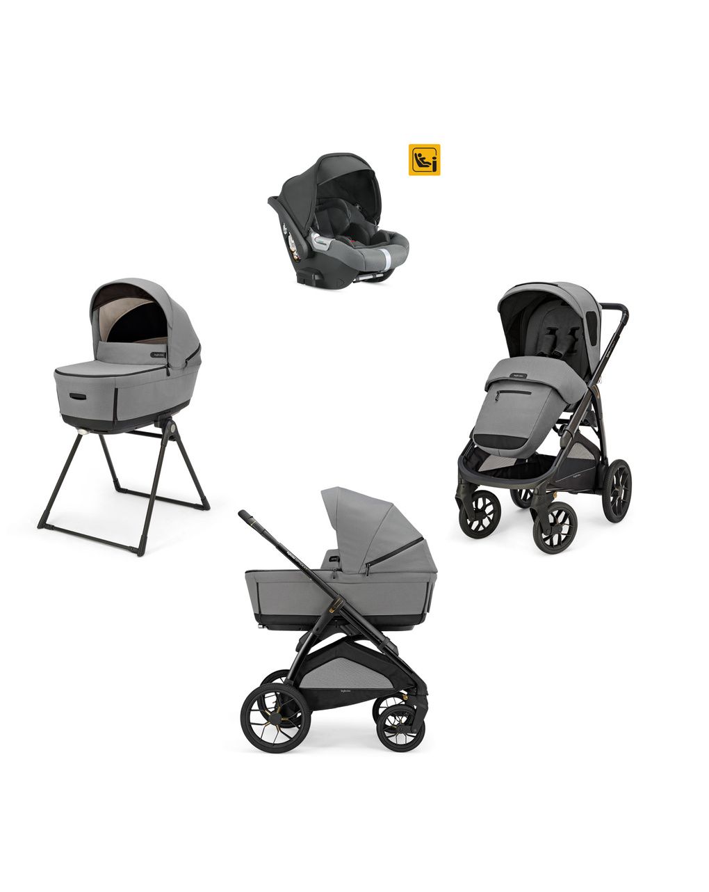 Aptica xt system quattro - canyon grey con telaio nero e seggiolino auto darwin infant - inglesina