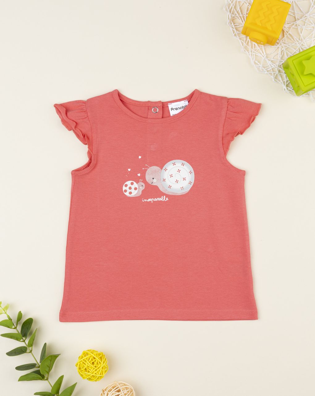 T-shirt corallo bimba lumachine