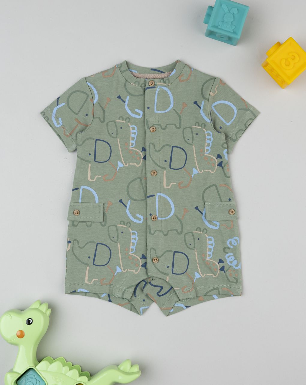 Pagliaccetto bimbo verde elefantini