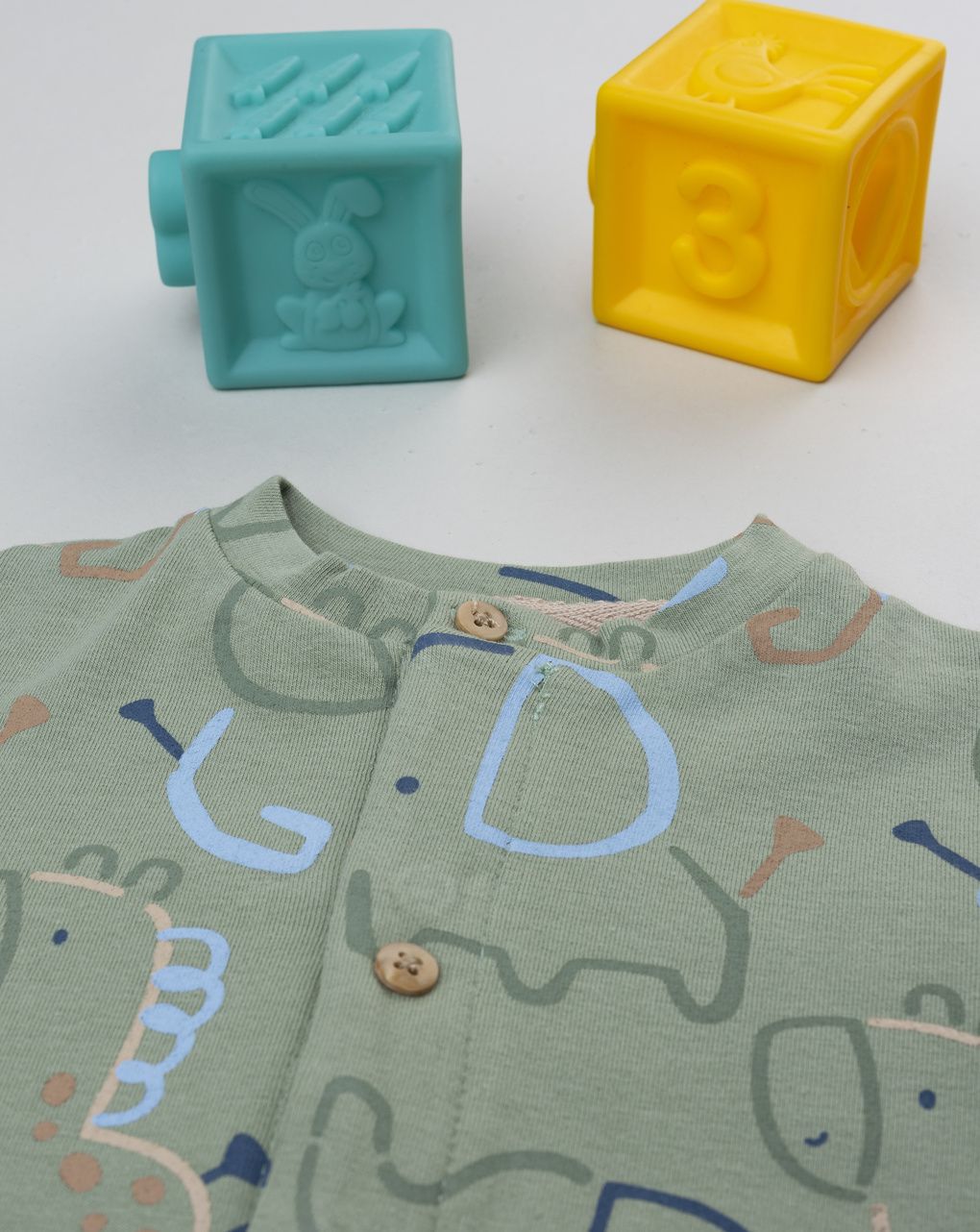 Pagliaccetto bimbo verde elefantini