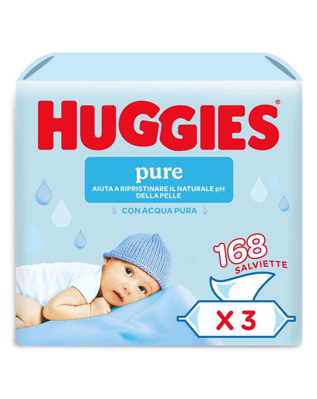 Salviette pure umidificate per bambini 3 pacchi da 56 pezzi - huggies