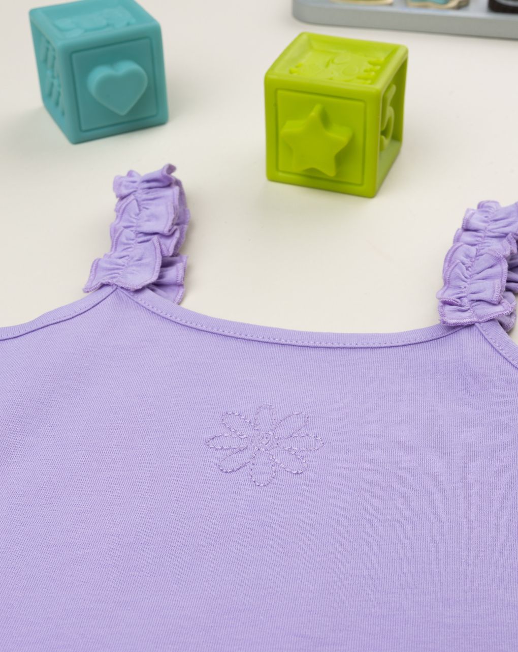 Canotta lilla bambina rouches spalline