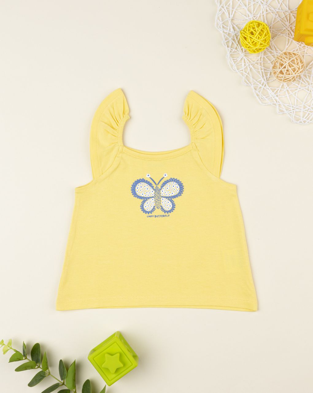 Canotta gialla bimba farfalla