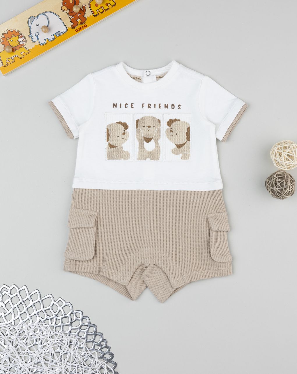 Pagliacceto bimbo bianco/beige