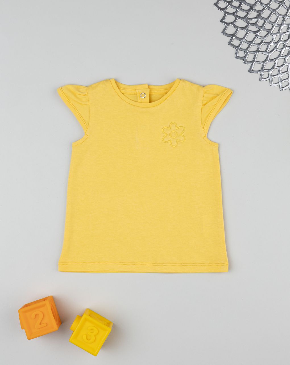 T-shirt bimba gialla maniche ad aletta