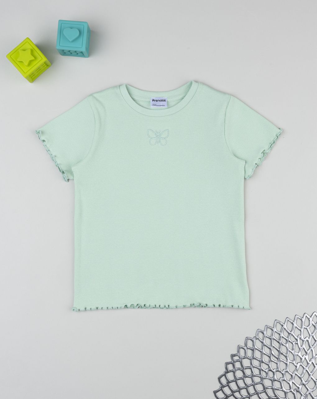 T-shirt bimba verde mezza manica