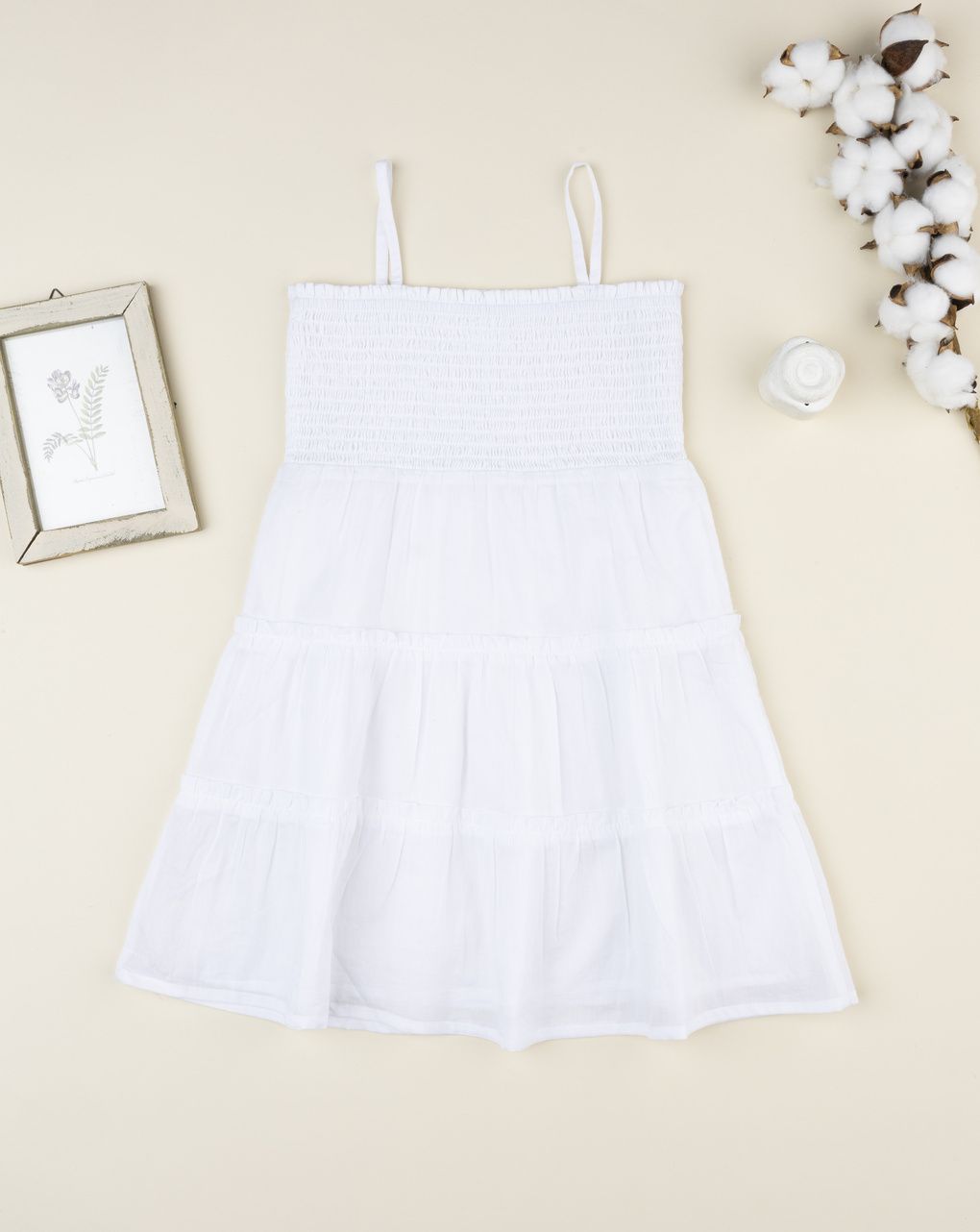 Abito bianco bambina in punto smoke