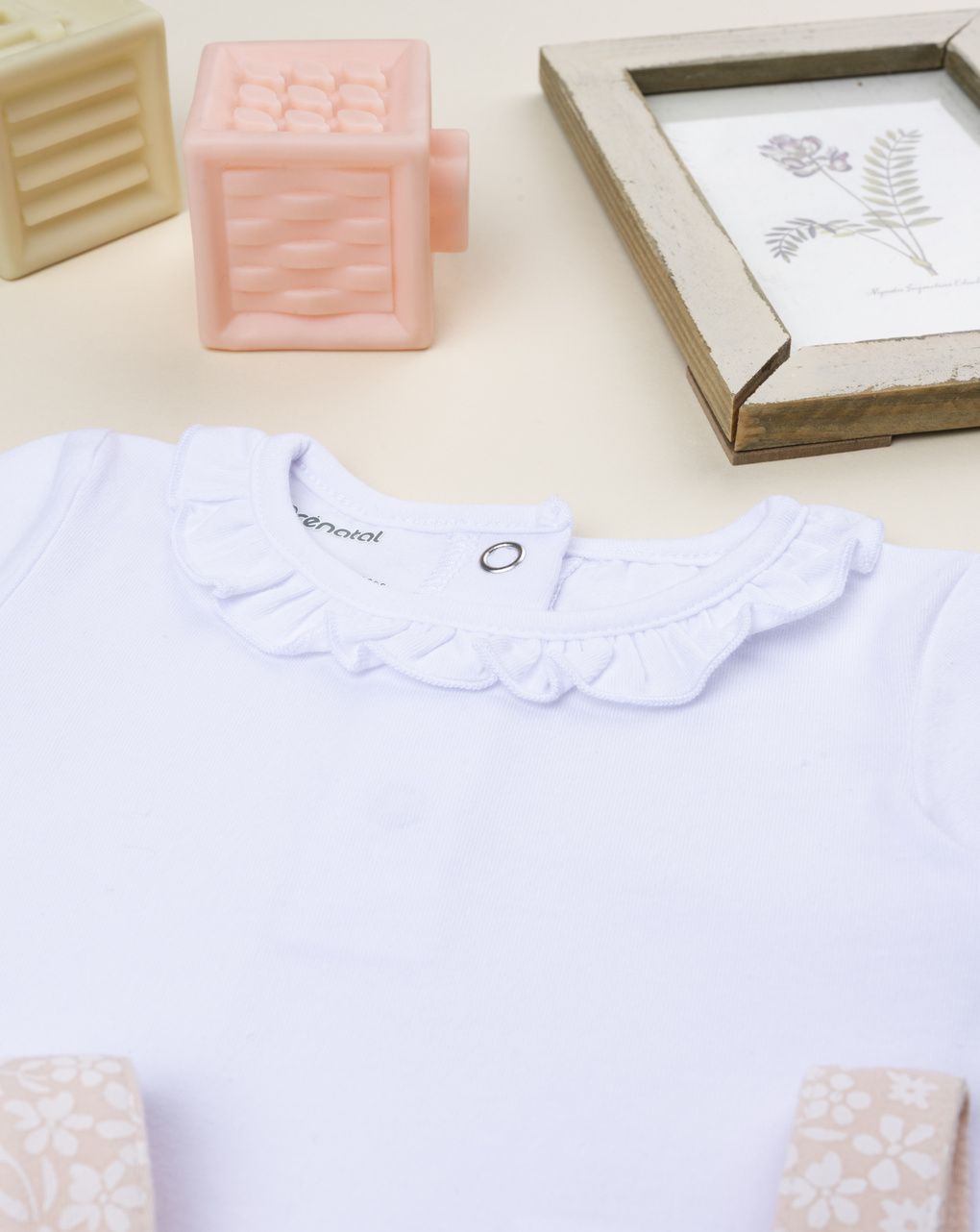 Completo salopette bimba bienco/beige