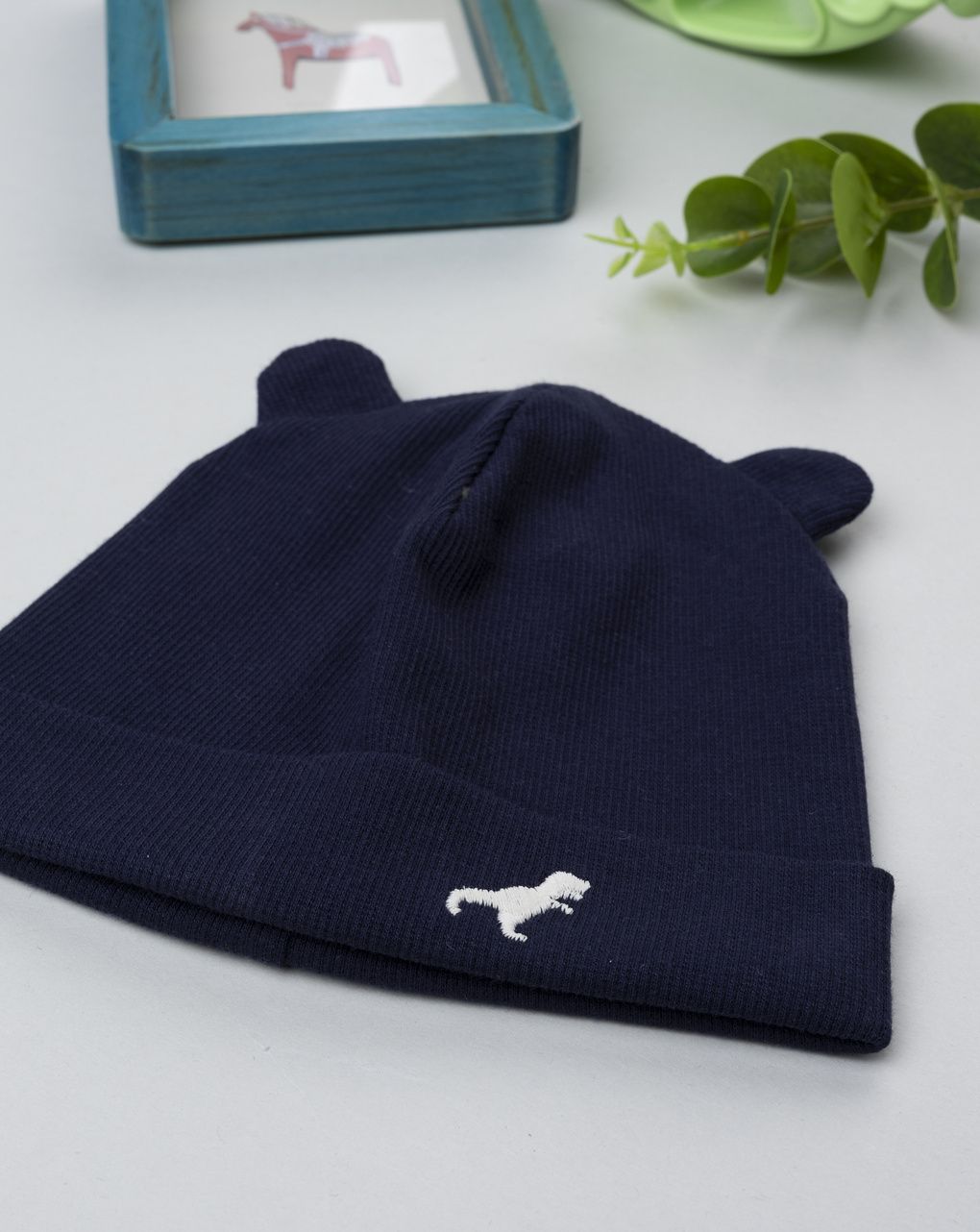 Berretto blu bimbo con orecchie