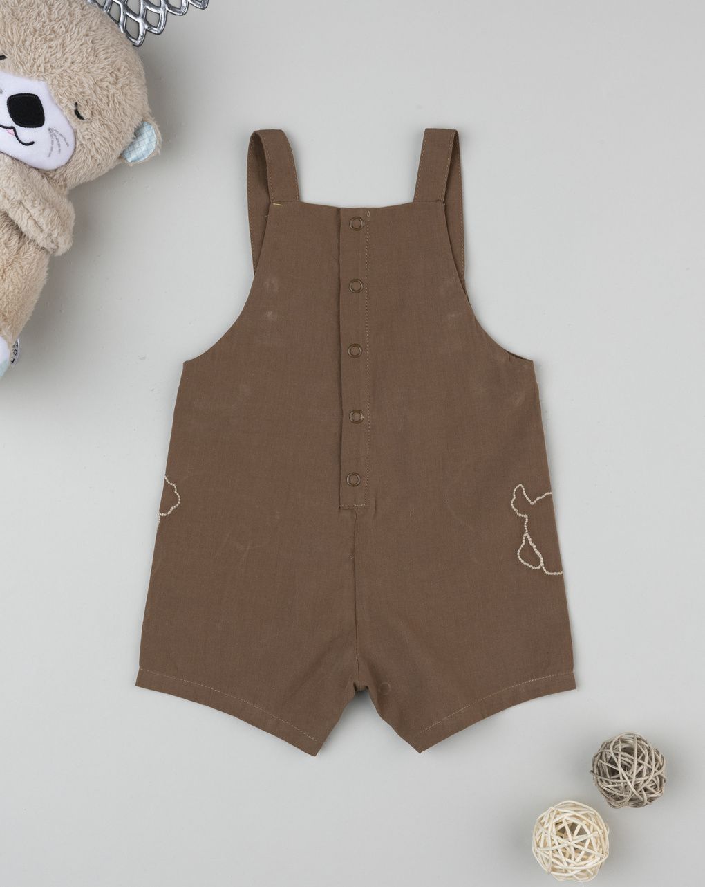 Salopette bimbo marrone con ricami