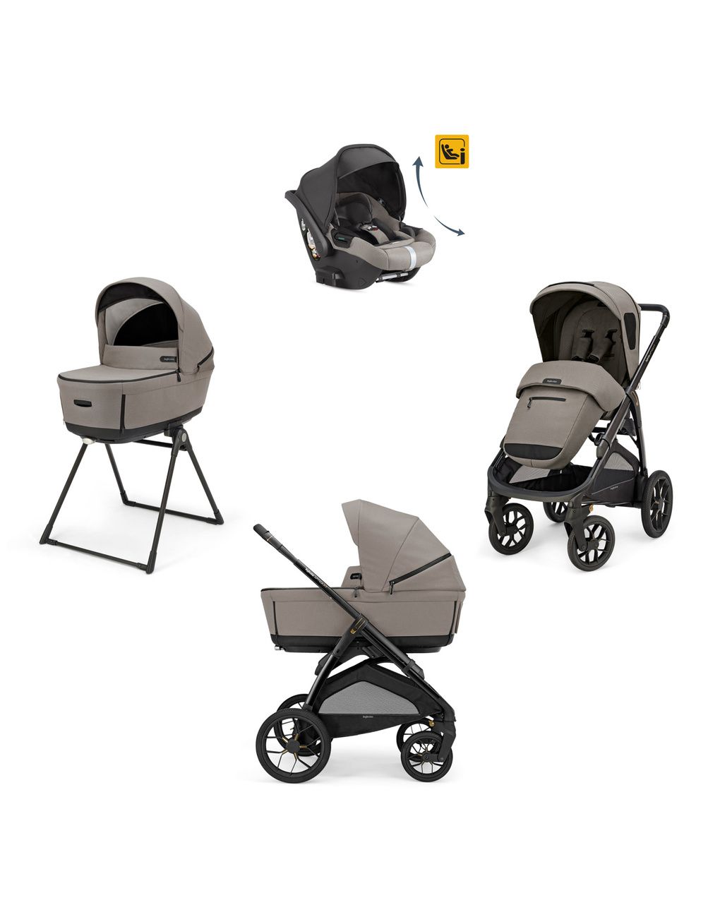 Aptica xt system quattro - tundra beige con telaio nero e seggiolino auto darwin infant recline - inglesina