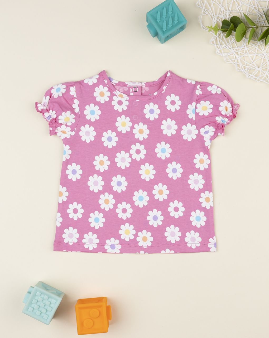 T-shirt rosa bimba margherite