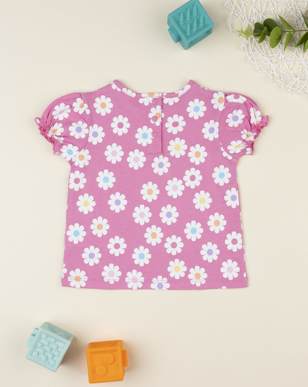 T-shirt rosa bimba margherite