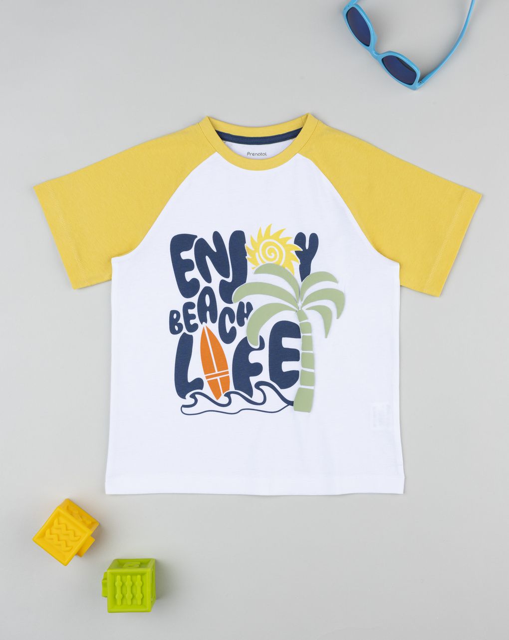 T-shirt bimbo bianca/gialla