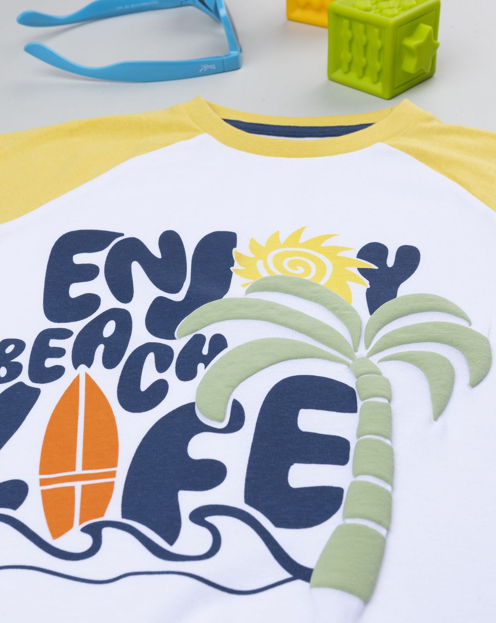 T-shirt bimbo bianca/gialla