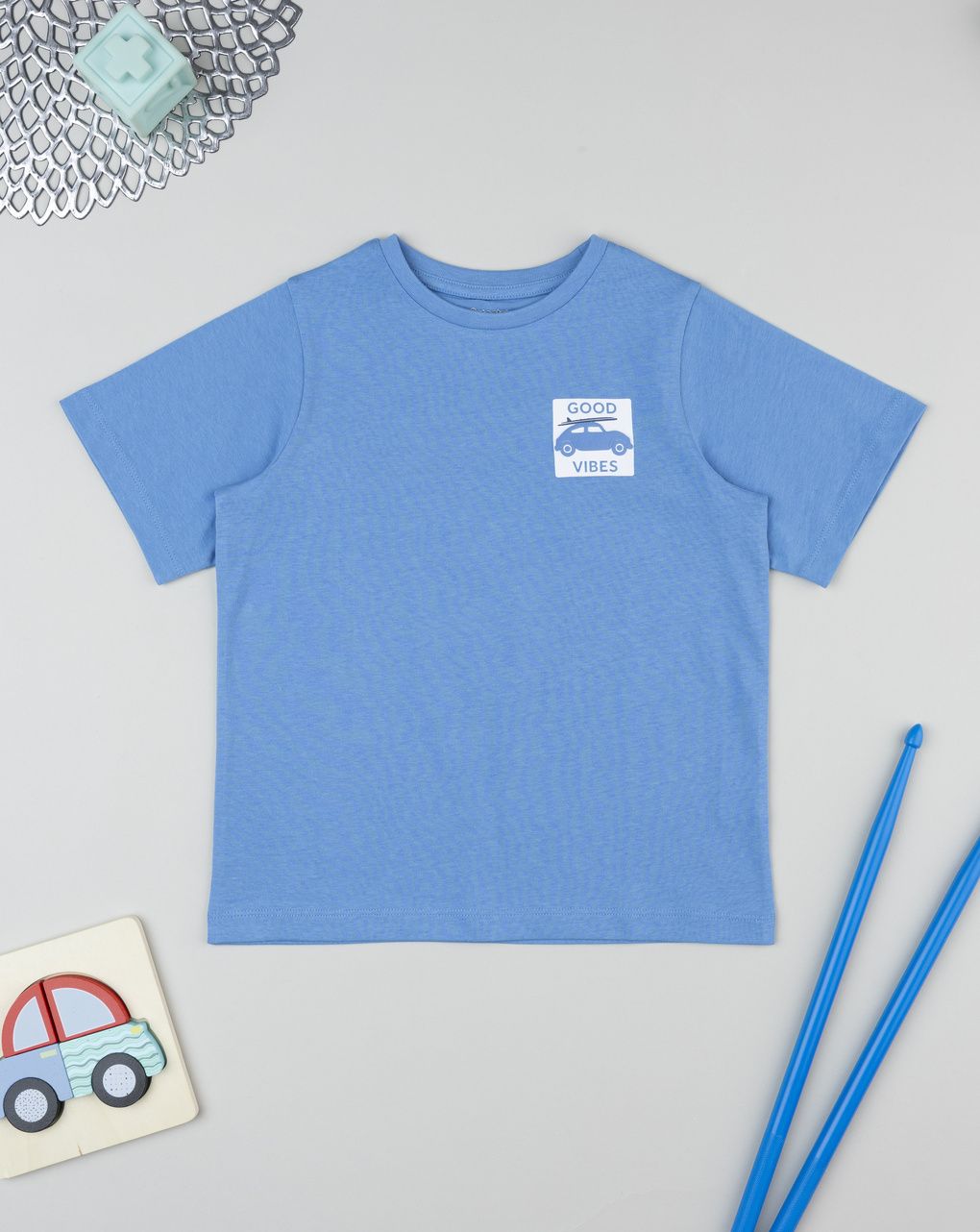 T-shirt bimbo blu mezza manica