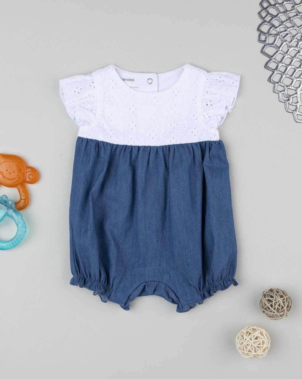 Pagliaccetto bimba blu/bianco denim