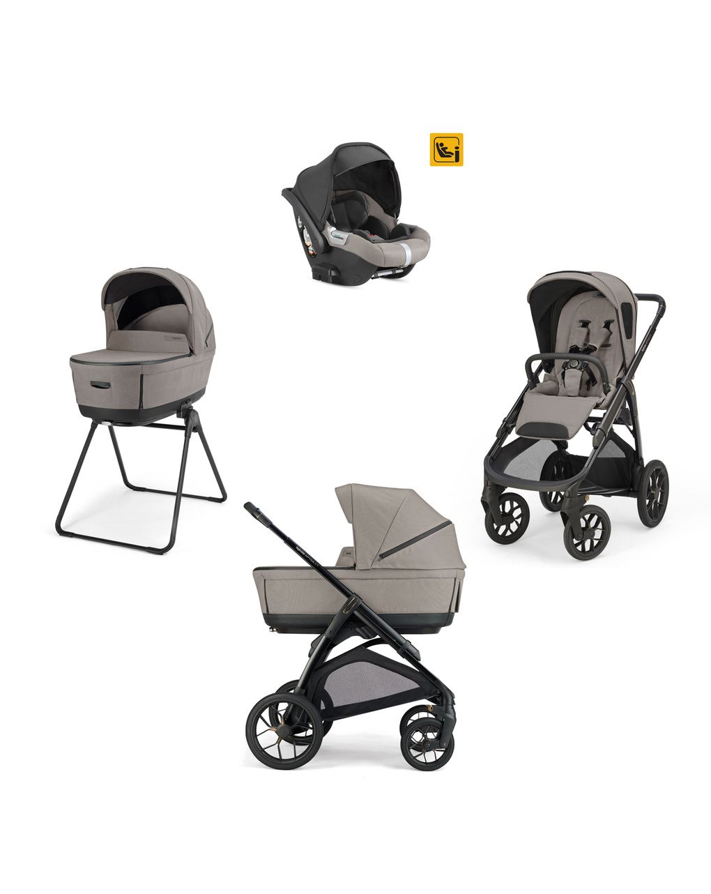 Aptica xt system quattro - tundra beige con telaio black e seggiolino auto darwin infant - inglesina
