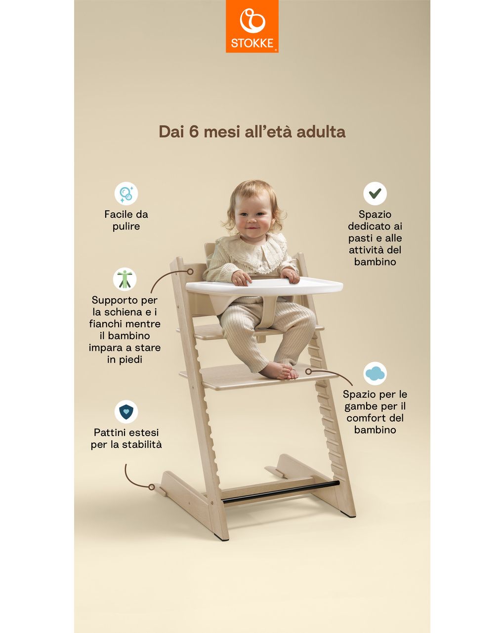 Pack seggiolone tripp trapp® bianco sedia + babyset + vassoio - personalizzabile - stokke®