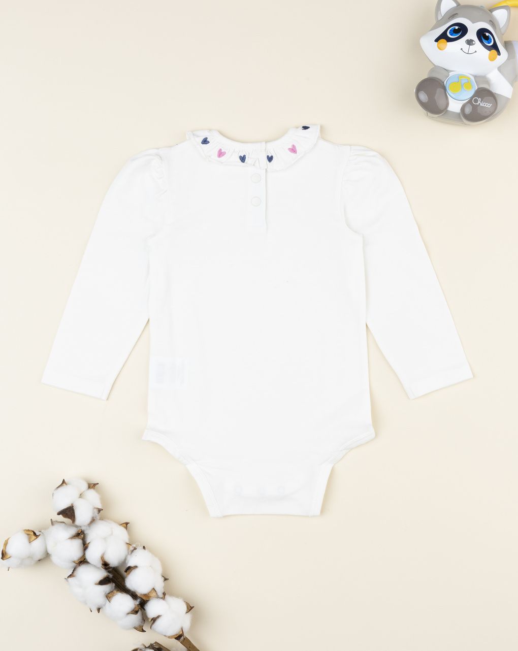 Body bimba bianco colletto ricamato