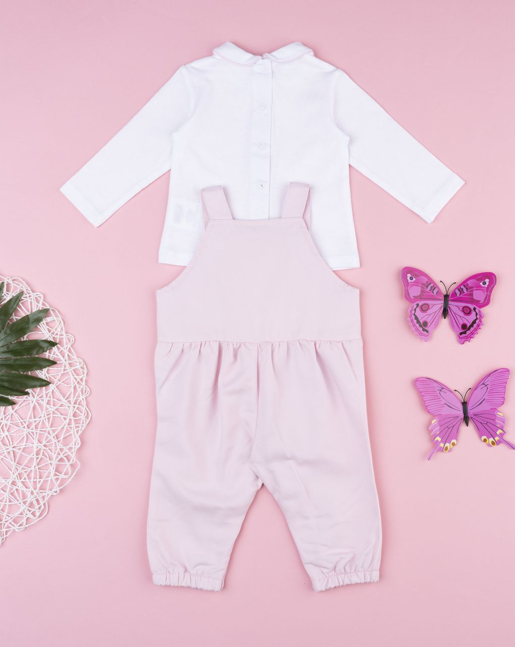 Completo bimba salopette rosa
